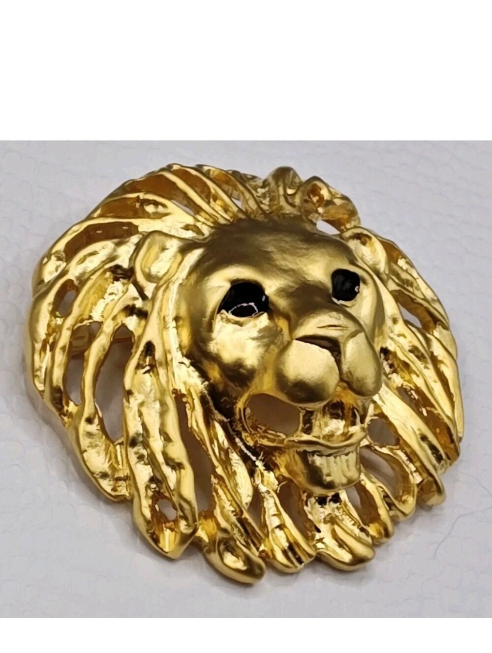 Doreen Ryan Lion Brooch Gold Plated Enameled Eyes Vintage 80s Designer Statement